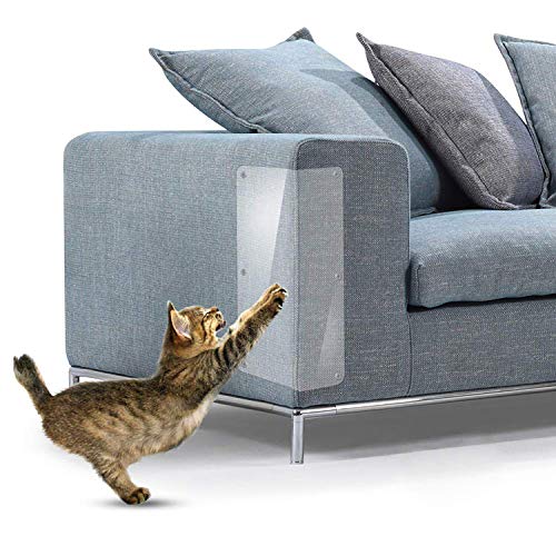 Rasguño de Gato Protectores de Muebles, 2 Piezas Protector de Sofá Contra Arañazos de Gato, Cinta Autoadhesivas con Pasadores Retorcidos, Fundas de Sofa Anti Gatos para Detener Destruir XL 45 x 30 cm