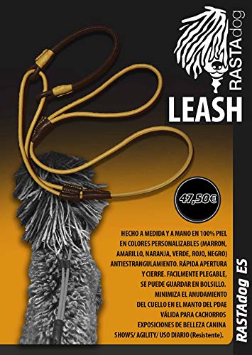 RASTAdog LEASH Correa y Collar Cuero a medida personalizada Perros Adultos y Cachorros Hecha a mano Anti estrangulamiento diario Agility Exposiciones Shows Adiestramiento Plegable ligera resistente 1m