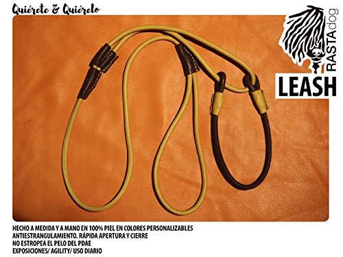 RASTAdog LEASH Correa y Collar Cuero a medida personalizada Perros Adultos y Cachorros Hecha a mano Anti estrangulamiento diario Agility Exposiciones Shows Adiestramiento Plegable ligera resistente 1m