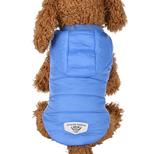 RETUROM Ropa para Mascotas Abrigo Grueso Invierno Acolchado Caliente Chaleco Ropa para Mascotas (Azul, S)