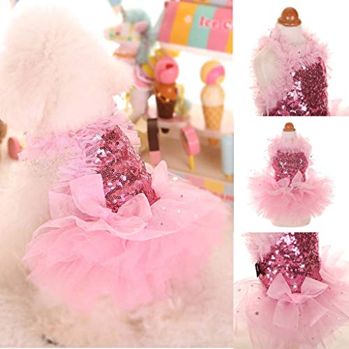 Ropa para Perro Primavera Verano YEZIA Lindo Vestido de Perrito Mascotas Ropa para Mascotas Perros Gatos Pequeños Vestido de Princesa Perrita Lentejuelas Gasa Moda Vestidos Mascota