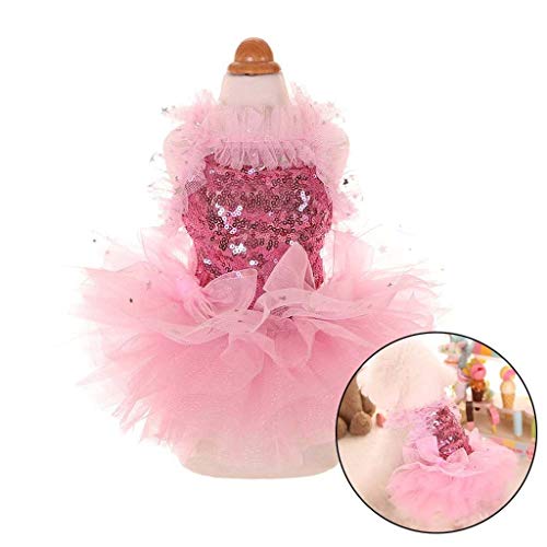 Ropa para Perro Primavera Verano YEZIA Lindo Vestido de Perrito Mascotas Ropa para Mascotas Perros Gatos Pequeños Vestido de Princesa Perrita Lentejuelas Gasa Moda Vestidos Mascota