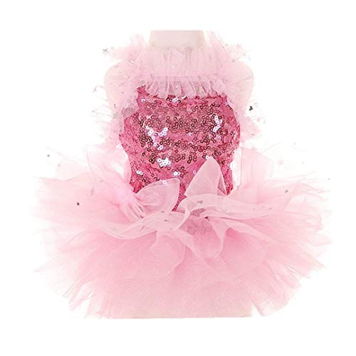 Ropa para Perro Primavera Verano YEZIA Lindo Vestido de Perrito Mascotas Ropa para Mascotas Perros Gatos Pequeños Vestido de Princesa Perrita Lentejuelas Gasa Moda Vestidos Mascota