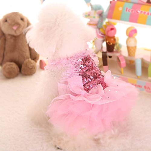 Ropa para Perro Primavera Verano YEZIA Lindo Vestido de Perrito Mascotas Ropa para Mascotas Perros Gatos Pequeños Vestido de Princesa Perrita Lentejuelas Gasa Moda Vestidos Mascota