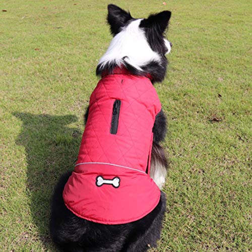 Ropa para Perros de Invierno, Chaqueta Impermeable para Perros, Traje para Perros Prueba de Viento Doble Cara Chaleco para Perros Pequeños Medianos Grandes Rojo/S/33CM