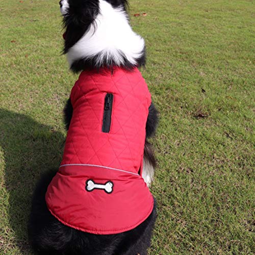 Ropa para Perros de Invierno, Chaqueta Impermeable para Perros, Traje para Perros Prueba de Viento Doble Cara Chaleco para Perros Pequeños Medianos Grandes Rojo/S/33CM