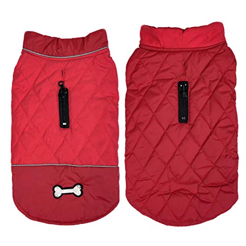 Ropa para Perros de Invierno, Chaqueta Impermeable para Perros, Traje para Perros Prueba de Viento Doble Cara Chaleco para Perros Pequeños Medianos Grandes Rojo/S/33CM