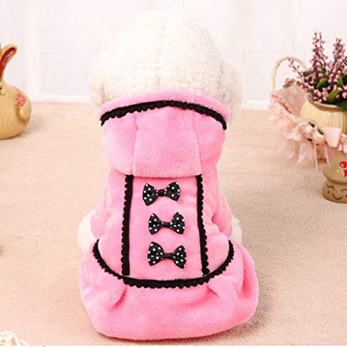 Ropa Perro Pequeño, Invierno Bowknot Sudadera con Capucha para Perros, Ropa de Algodón Suave y Cálida, Abrigo de Cachorro Gatos Mascota Yorkshire Chihuahua, XXS-L