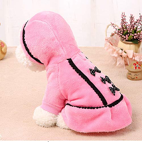 Ropa Perro Pequeño, Invierno Bowknot Sudadera con Capucha para Perros, Ropa de Algodón Suave y Cálida, Abrigo de Cachorro Gatos Mascota Yorkshire Chihuahua, XXS-L