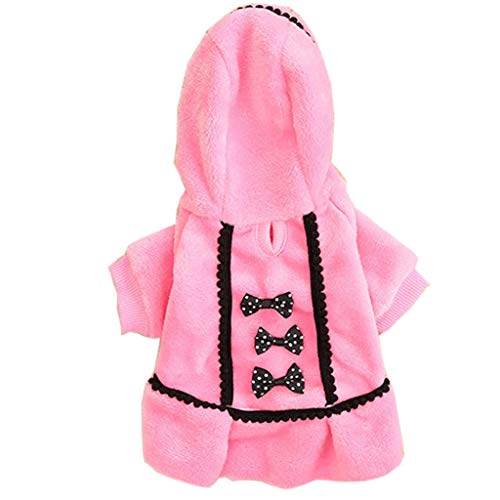 Ropa Perro Pequeño, Invierno Bowknot Sudadera con Capucha para Perros, Ropa de Algodón Suave y Cálida, Abrigo de Cachorro Gatos Mascota Yorkshire Chihuahua, XXS-L