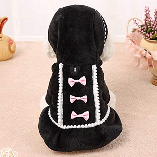 Ropa Perro Pequeño, Invierno Bowknot Sudadera con Capucha para Perros, Ropa de Algodón Suave y Cálida, Abrigo de Cachorro Gatos Mascota Yorkshire Chihuahua, XXS-L