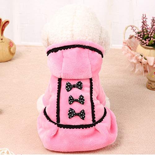 Ropa Perro Pequeño, Invierno Bowknot Sudadera con Capucha para Perros, Ropa de Algodón Suave y Cálida, Abrigo de Cachorro Gatos Mascota Yorkshire Chihuahua, XXS-L