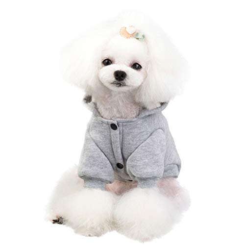 Ropa Perro Pequeño, Invierno Impresa Sudadera con Capucha para Perros, Ropa de Algodón Suave y Cálida, Abrigo de Cachorro Gatos Mascota Yorkshire Chihuahua, S-XXL