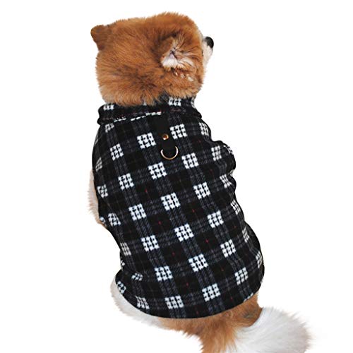 Ropa Perro Pequeño, Invierno Impresión A Cuadros Capucha para Perros, Ropa de Algodón Suave y Cálida, Abrigo de Cachorro Gatos Mascota Yorkshire Chihuahua, XS-XXXL