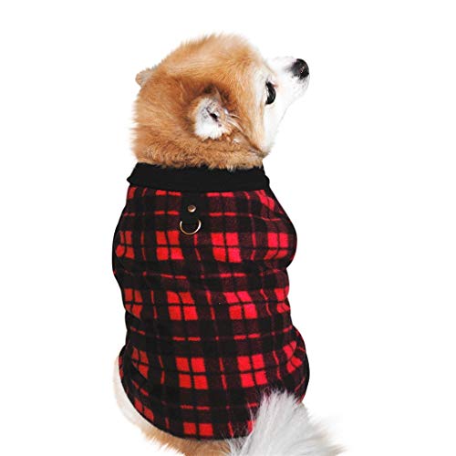 Ropa Perro Pequeño, Invierno Impresión A Cuadros Capucha para Perros, Ropa de Algodón Suave y Cálida, Abrigo de Cachorro Gatos Mascota Yorkshire Chihuahua, XS-XXXL