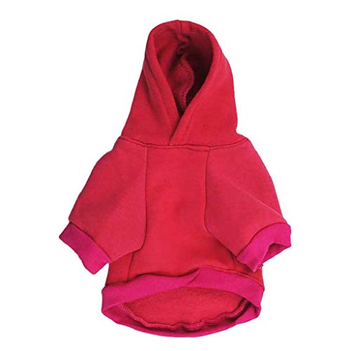 Ropa Perro Pequeño, Invierno PatróN de Alas de Angel Sudadera con Capucha Cálidas Abrigo Cachorro Mascotas Chihuahua Yorkshire Pomerania, Rojo/Blanco, XS-L