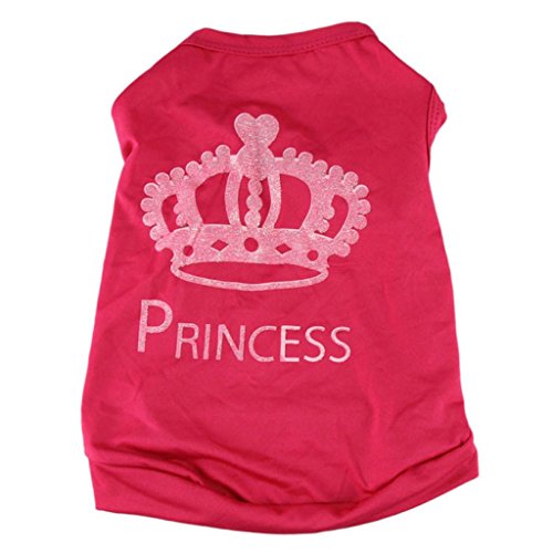 Ropa Perros Pequeña Fossen Corona de Princesa Patrón Camiseta Chaleco Mascota Ropa para Cachorros Hembra (S, Rosa caliente)