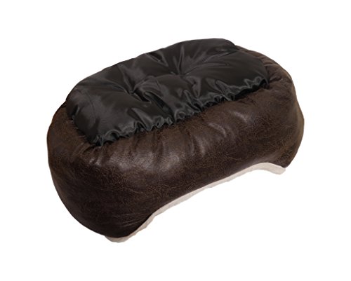 Rosewood Madera de Palisandro de Piel sintética Tela de Peluche Perro Oval Cama, marrón/Crema