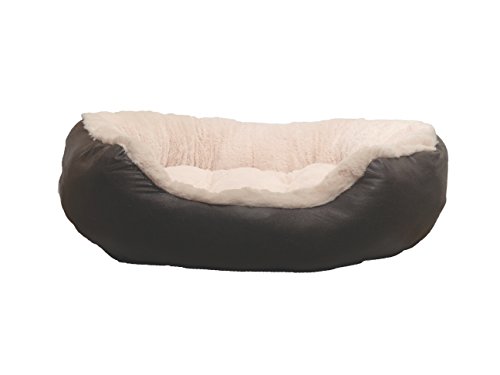 Rosewood Madera de Palisandro de Piel sintética Tela de Peluche Perro Oval Cama, marrón/Crema