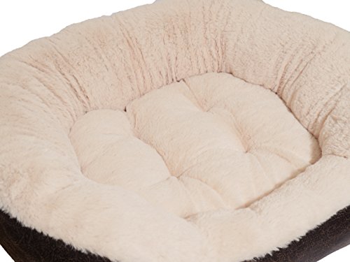 Rosewood Madera de Palisandro de Piel sintética Tela de Peluche Perro Oval Cama, marrón/Crema