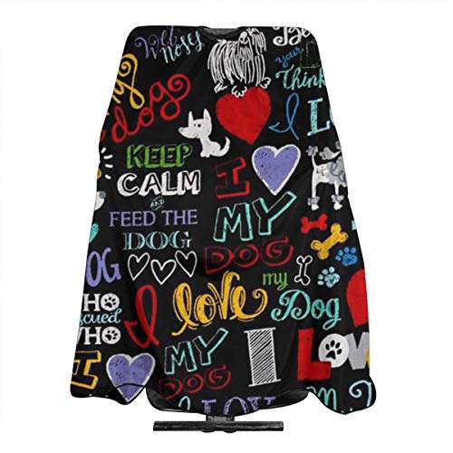 Ruip - Delantal de peluquería para hombre y mujer, diseño con texto en inglés "I Love My Dog"