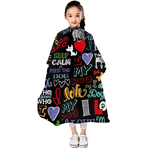 RUIP - Delantal de peluquería para niños, diseño con texto en inglés "I Love My Dog", impermeable, para niños y niñas, 39 x 47 pulgadas