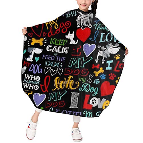 RUIP - Delantal de peluquería para niños, diseño con texto en inglés "I Love My Dog", impermeable, para niños y niñas, 39 x 47 pulgadas