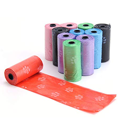 Runfon – Juego de 10 Rollos de Saco colector crotte Perro Bolsas de déjections biodegradables Bolsa pequeño Papelera para Animales Cocina