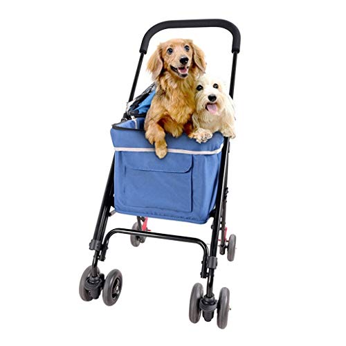 RYAN Cochecito For Perro Al Aire Libre Viajar, Mascota Portátil Carro De Gato Portador para Pequeños Perros Medianos Perrito Carro (Color : Blue)