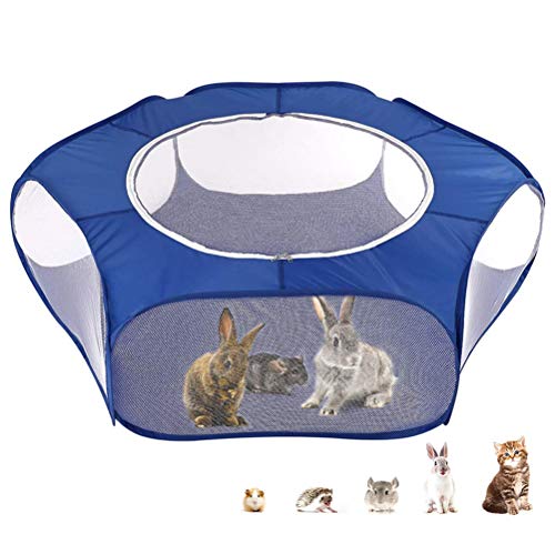 Sahgsa Parque Infantil de Animales, Valla Plegable para Mascotas Valla de Ejercicio Transparente Transpirable Exterior Interior para Animales pequeños como Perros, Conejos, Gatos