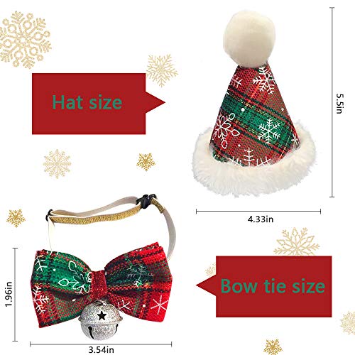 SAMMIU - Gorro de Navidad para Perro, Gato, Papá Noel, Campana, Pajarita Ajustable para Mascota, Gato, Perro, Accesorios de Navidad, Festival, decoración de Fiesta