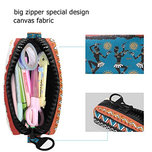 School Pencil Case Bag Pen Africa Happy Pattern Pouch Office Big Zipper Grey