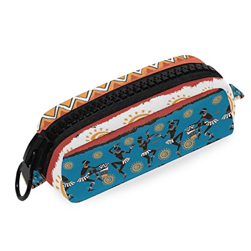 School Pencil Case Bag Pen Africa Happy Pattern Pouch Office Big Zipper Grey