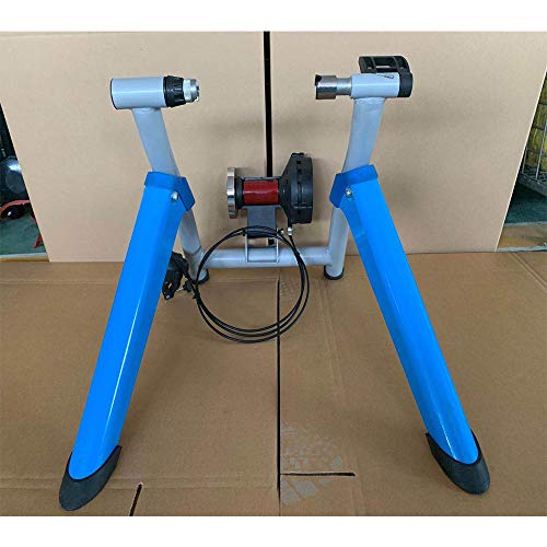 S&D Resistencia Variable Cubierta Trainer Bicicletas para Bicicletas de Carretera y de montaña, Bicicleta estática Cubierta Turbo Trainer con Cierre rápido de la Rueda Delantera y Riser,Silverandblue