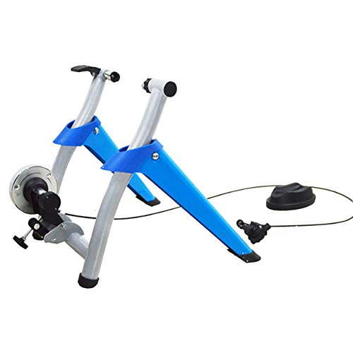 S&D Resistencia Variable Cubierta Trainer Bicicletas para Bicicletas de Carretera y de montaña, Bicicleta estática Cubierta Turbo Trainer con Cierre rápido de la Rueda Delantera y Riser,Silverandblue