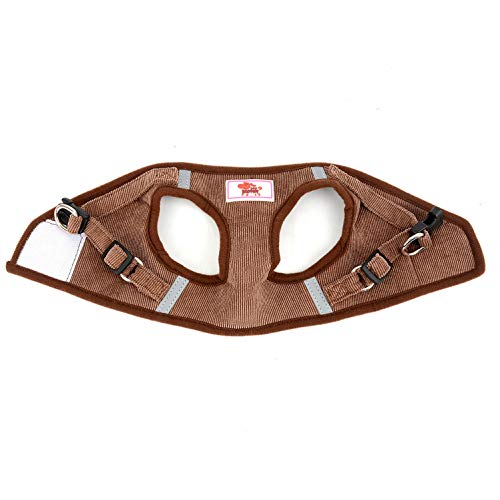 SELMAI Arnés de Malla para Gatos Perros Pequeños No Tirar No Estrangular A Prueba de Escape Chaleco Arnés para Cachorro Correa Ajustable para Gatito Caminando Suave Material de Pana,marrón,XL