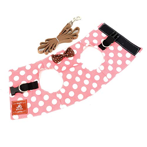 SELMAI Bowknot Arnés para Perros Pequeños Gatos Correa Collar Conjunto Puntos Bowknot Seguridad Antitirones Básicos Arneses Tipo Chaleco para Cachorros Chihuahua Yorkie Caminar al Aire Libre Rosado S