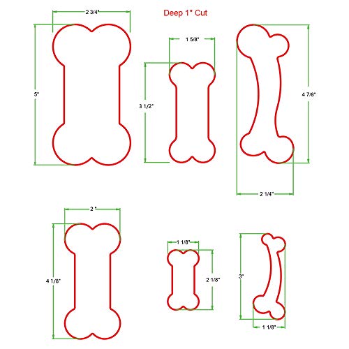 Set Huesos y Perros de Huellas moldes de Galletas Perro Hueso Forma Cortador de Galletas 6 Piezas Huesos de Perro 12,7cm 10,4cm 9cm 5,4cm 12,5cm 7,8cm Acero Inoxidable