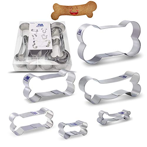 Set Huesos y Perros de Huellas moldes de Galletas Perro Hueso Forma Cortador de Galletas 6 Piezas Huesos de Perro 12,7cm 10,4cm 9cm 5,4cm 12,5cm 7,8cm Acero Inoxidable