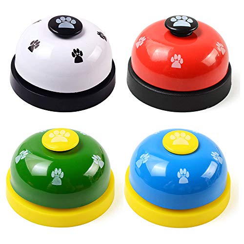 Seully 4 Piezas Campana de Metal para Perros, Timbre de Entrenamiento de Mascotas para Cachorros/Alimentación Interactiva de Juguetes,Juguetes Educativos para Gatos y Perros,Herramienta para Mascotas