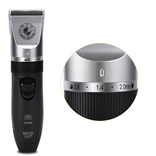 Shaver Cortapelos profesional recargable para mascotas, cuchillo de cerámica negra Ajuste fino de 5 velocidades, ultra silencioso y de baja vibración, con carga de doble línea