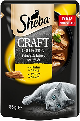 Sheba Craft Collection - Elegante alimento húmedo para Gatos - pequeñas cantidades y Salsa en Bolsa de porción de 85 g, Diferentes variedades