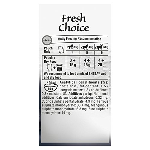 Sheba Fresh Choice - Pienso para Gatos, de Pescado, 6 Bolsas de 50 g Cada uno, Pack de 8 Unidades, 48 Bolsas en Total