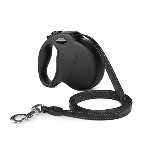 SHINE HAI Correa Perros Retráctil Alta Resistencia para Perro Grande y Medio，soporta hasta 50 kg，5M / 16 Ft, Negro