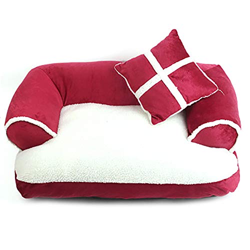 SHPEHP Cama para Gatos autocalentable para la Cama para Gatos con calefacción Reversible para Interiores para Mejorar Las articulaciones y la Cama para Perros Lavable en la máquina para Dormir-Red-S