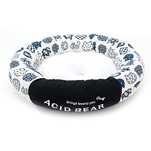 SHPEHP Cama Redonda para Perros- (S-M-Small Pet Bed), Cama Redonda Lavable para Mascotas y Cama de algodón para Gatos Transpirable, Cama ortopédica (5 Colores)-C-S