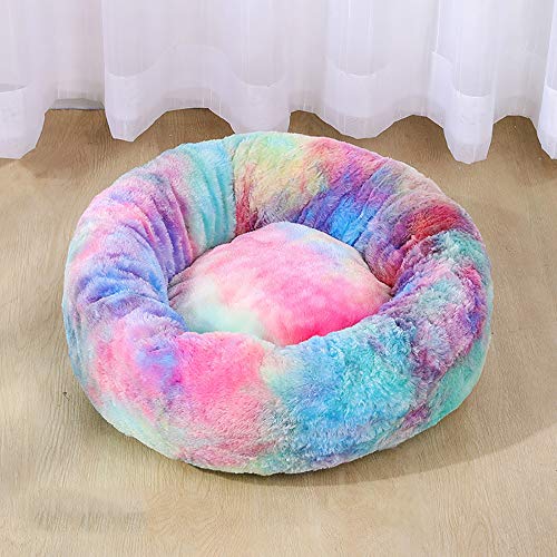 SHPEHP Canasta de Felpa Redonda para Perros y Gatos, Cama Redonda para Mascotas, Cama Suave y autolimpiante para Perros Cama de Felpa Suave y esponjosa Redonda y cómoda (19 Colores, 8 tamaños)-P-L