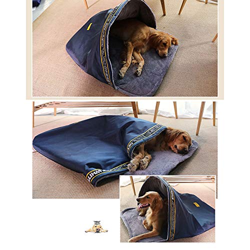 SHPEHP Casa portátil para Tiendas de Mascotas, Camas Grandes para Mascotas Tela Oxford Lavable Teepee para Mascotas Cama para Gatos Apto para Perros y Gatos: Varios tamaños Disponibles Blue-L