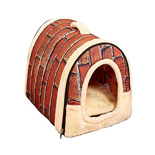 SHPEHP Cat Bed House, Cat Tent Bed, autocalentamiento 2 en 1 Plegable Cave House Shape Nest Bed Bed para Mascotas para Gatos y Perros pequeños Adecuado para Interiores o Exteriores-A-S