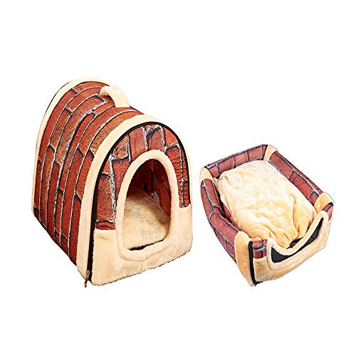 SHPEHP Cat Bed House, Cat Tent Bed, autocalentamiento 2 en 1 Plegable Cave House Shape Nest Bed Bed para Mascotas para Gatos y Perros pequeños Adecuado para Interiores o Exteriores-A-S